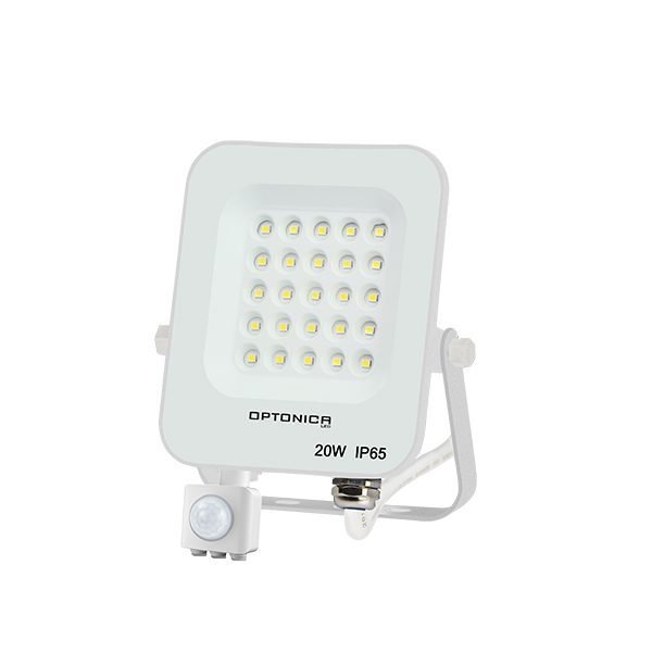 LED SMD РЕФЛЕКТОР БЕЛ 20W 1800LM AC220-240V 90° IP65 4500K + SENSOR